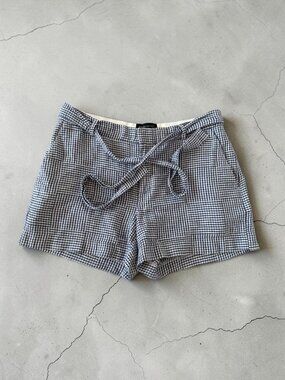 BANANA REPUBLIC Blue Plaid Belted Shorts Size 8
